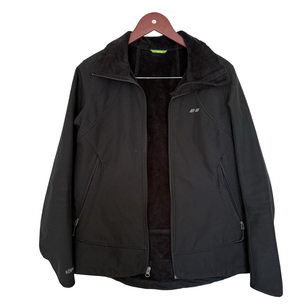 Koppen‎ Jacket Women Size M Black Soft Shell Fleece Lined Lightweight Full Zip